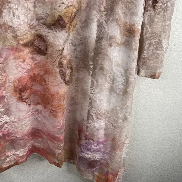 Cal Style Top Women's Lace Tunic Asymmetrical Hem Pink 2XL Fairy Romantic Boho - Picture 7 of 12